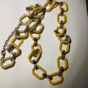 Coldwater Creek Yellow and gold tone acrylic Statement Necklace